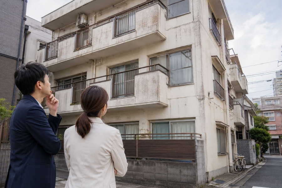 東京都北区のマンション・アパート外壁塗装で悩むオーナー様をイメージした画像
