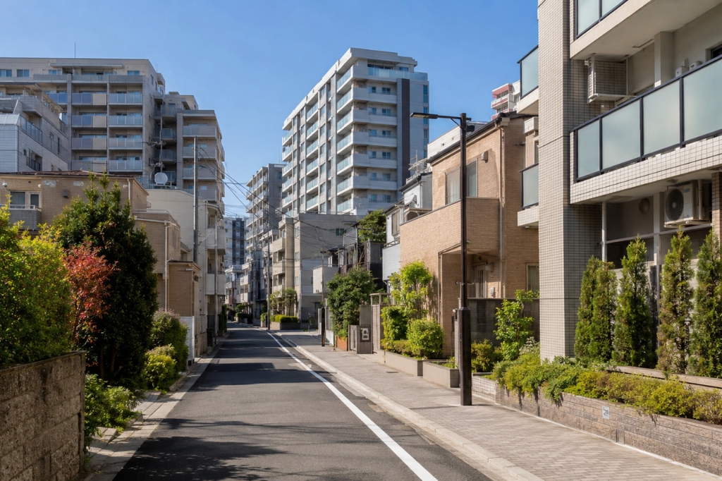 東京都豊島区の都市型住宅街とマンションの外壁塗装を検討するイメージ