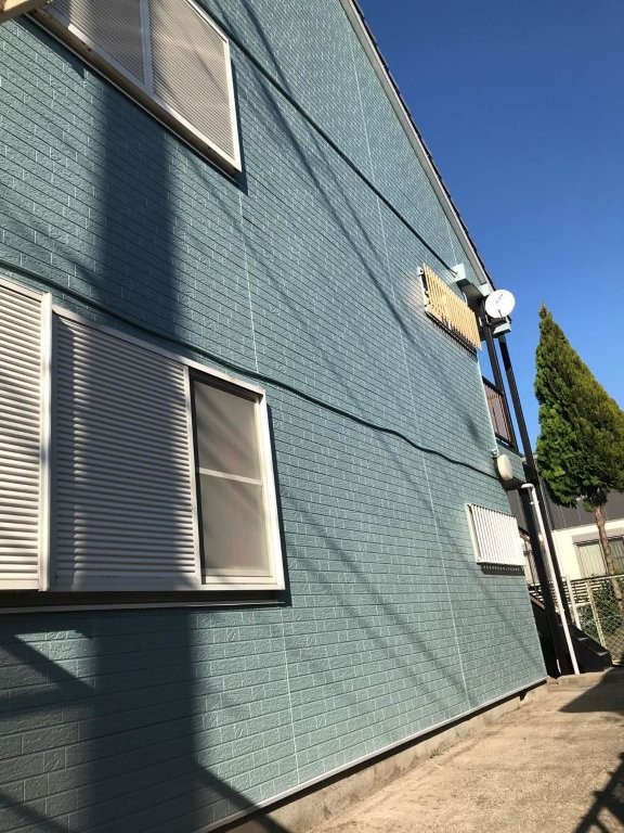 埼玉県越谷市東大沢 Cアパート 外壁塗装施工後の側面サイディング