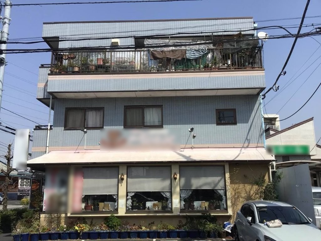 東京都足立区南花畑 フラワーフィールドマンション 外装改修工事施工前の正面全景